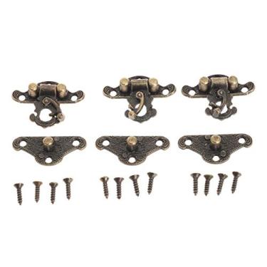 Imagem de 12pcs 28x23mm antique decorativo trinco cadeado vintage caixa de jóias de madeira hasp almofada bloqueio de peito com parafusos funictures home decor YYDFPIIA