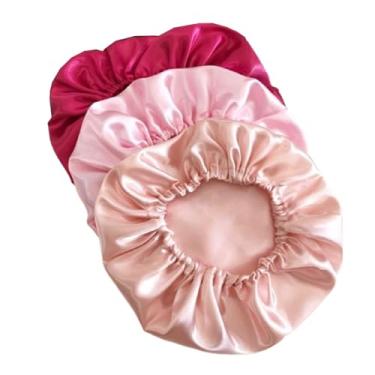 Imagem de Touca de Cetim para Dormir - Kit Com 3 Peças Ajustável e Anti-frizz Ideal para Cabelos Longos e Cacheados