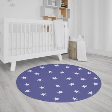 Imagem de Tapete Decorativo Infantil Neoprene Estrelas 1,40m (Azul-marinho)