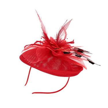 Imagem de Abaodam 2 Unidades Acessórios de cabelo de chapéu de borboleta fascinators vermelhos para mulheres chapéu para mulheres chapéus tiara bandana chapéu fascinators cocar de chá tridimensional