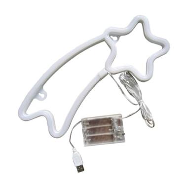 Imagem de DOITOOL 1 Unidade Luz De Modelagem Luz De Arco-íris Candeeiro De Cabeceira Lâmpada Neon Decorativa Sinais De Néon Estrela Luz Noturna Trevo Meteoro Luzes Decorativas Plástico Filho Branco