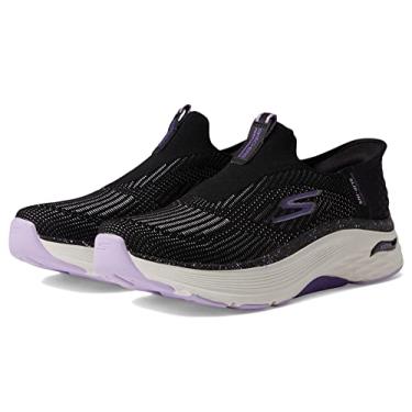 Imagem de Skechers Tênis feminino sem cadarço: Max Cushion Arch Fit Slip-on Walking Shoes, Preto/roxo, 35