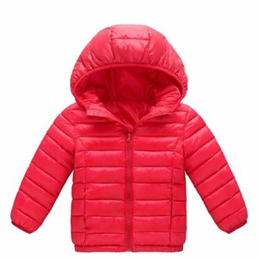Imagem de Camiseta infantil 5t para meninos e meninas tamanho pequeno e médio jaqueta acolchoada de algodão quente outono e camiseta top, Vermelho, 4-5 Anos