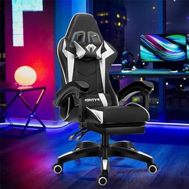 Imagem de Cadeira Ergonomica Gamer Com Apoio Para Os Pés Branco