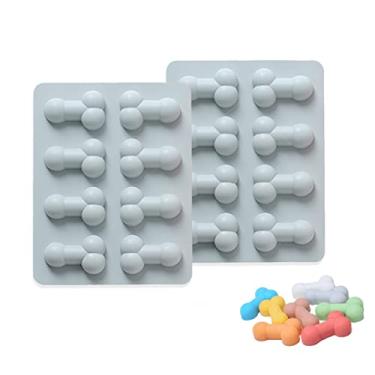 Imagem de Pacote com 2 moldes de silicone engraçados, bandeja de cubo de gelo reutilizável, molde de forma fofa, antiaderente de liberação fácil para fazer gelo, geleia, chocolate, sabonete, festa e