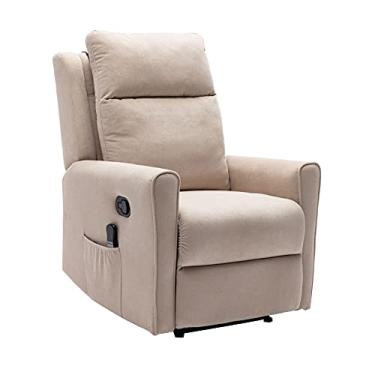 Imagem de Cadeira reclinável de massagem estofada 2D/3D Shiatsu mecanismo reclinável com movimento de massagem com 12 nós de massagem, pescoço, ombro, costas, cintura, encosto acolchoado removível (bege)