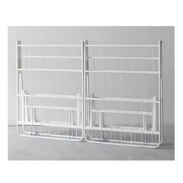 Imagem de Estrutura De Cama Queen Dobrável, Estrutura De Cama De Metal Dupla Com Pernas De Apoio, Armações De Cama Queen Para Quarto, Sem Necessidade De Montagem (Color : White, Size : 70x78in)