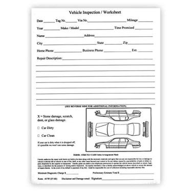 Imagem de Planilha de inspeção de veículos (Formato de oficina do revendedor de carros) (1 bloco de 100)