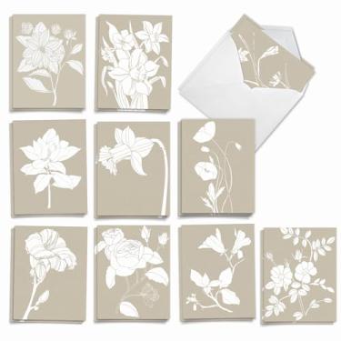 Imagem de The Best Card Company Florais de tinta branca - 20 cartões sortidos de simpatia em caixa com envelopes (10 x 13 cm) - AM8887SMG-B2x10