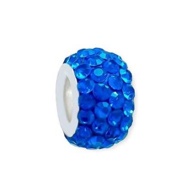 Imagem de Berloque Charm Separador Murano Azul Strass Banhado a Prata-Unissex