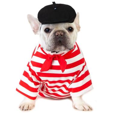 Imagem de Coomour Fantasias de cachorro de artista com chapéu engraçado pintor roupas de animal de estimação para cachorro pequeno camiseta de verão filhote (2GG)