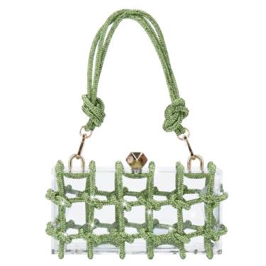 Imagem de ARTLUXE Bolsa de acrílico com strass clutch para casamento e festa, Verde