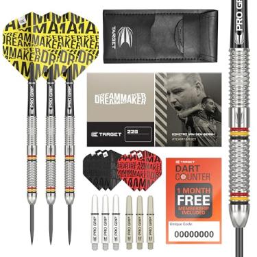 Imagem de Target Darts Conjunto de dardos com ponta de aço tungstênio Dimitri Van den Bergh Dimi 24G - 9 eixos Pro Grip - 9 Pro Ultra Flights - Carteira de dardos - Pacote de cupons de aplicativo de contador de