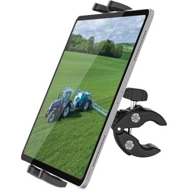 Imagem de Dosvsi Suporte de braçadeira para tablet trator, suporte de tablet resistente para empilhadeira/máquina agrícola/caminhão de trabalho, tubo giratório de 360°/clipe de poste para iPad 12.9 Pro Air Mini