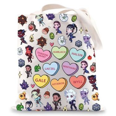 Imagem de JNIAP Bolsa de ombro BG3 Astarion High Elf Shadowheart Karlach Halsin Gifts BG3 Merchandise BG3 Character Shoulder Bag, Eight Karlach Heart Tb, Large