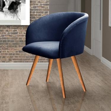 Imagem de Poltrona Atenas Pé Palito Decorativa para Sala de Estar Azul Marinho