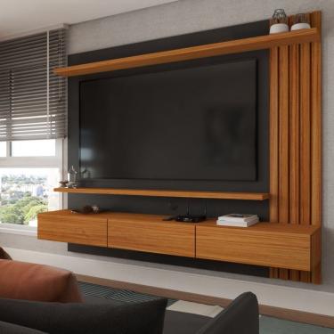 Imagem de Painel para TV Até 70 Polegadas Christiania Ripado Preto/Freijó - Panorama Móveis