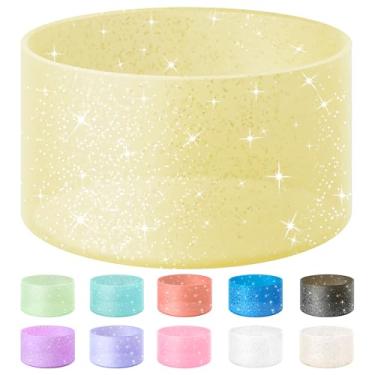 Imagem de Vmini Capa protetora para garrafas, silicone, glitter, compatível com Stanley Tumbler 591 ml–1,18 L, garrafa de água Hydro Flask 355 ml–710 ml, com fundo de 7,1–7,5 cm, base antiderrapante, brilhante
