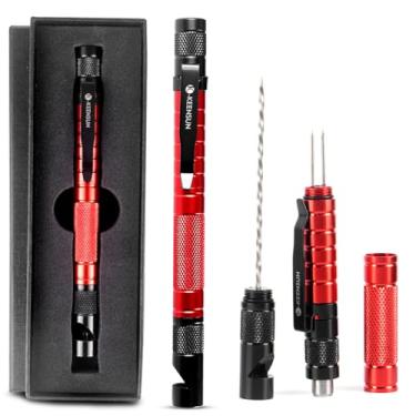 Imagem de KEENSUN Conjunto de ferramentas em formato de caneta perfuradora 6 em 1, multiferramentas com furador de charuto (7 mm), cortador intensificador de desenho de charutos, agulha dupla, apito e clipe