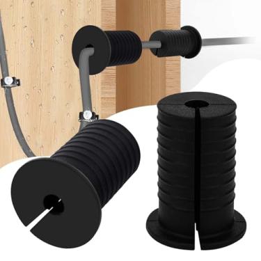 Imagem de MYZHRE Kit de roteamento de cabo Starlink de 2 peças para orifício de parede de 2,5 cm, ilhós de parede Starlink, ilhós de silicone perfurado, ilhós de punção de cabo, ilhós de parede para cabo