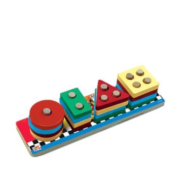 Imagem de Brinquedo Encaixe Divertido Disney Mickey, Formas e Cores em MDF c/17 pc, Toy Mix