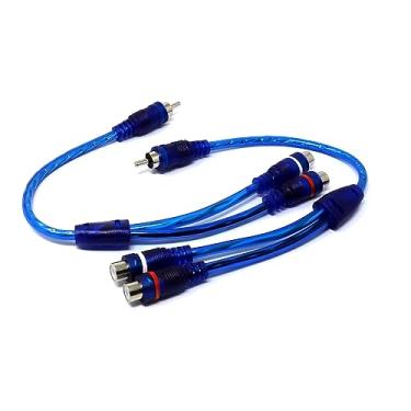 Imagem de iExcell Adaptador de Cabo Divisor RCA 2 Peças Azul Claro Macho para 2 Fêmeas