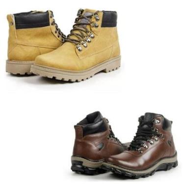 Imagem de Bota Masculina Coturno Cadarço Cano Curto Dia a Dia Kit 2-Masculino