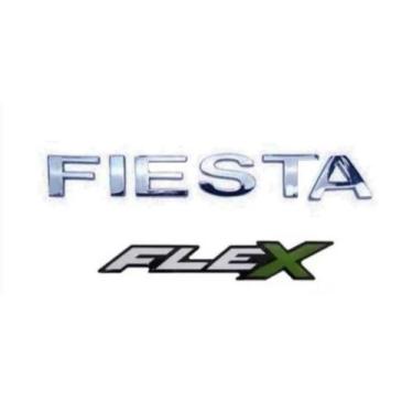Imagem de emblema letreiro linha Ford escrita fiesta flex duas peças fita 3M