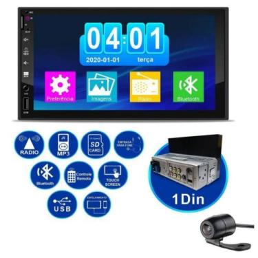 Imagem de Aparelho Rádio Automotivo Dvd 1 Din Universal Bluetooth Som Câmera de 