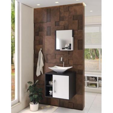 Imagem de Gabinete P/Banheiro C/cuba L38 e Espelheira Soft 50cm - Compace, Branc