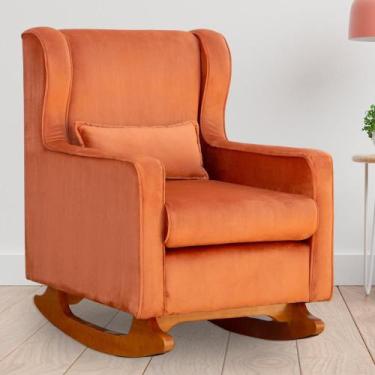 Imagem de Poltrona Amamentação Balanço Aurora Veludo Terracota - LM DECOR