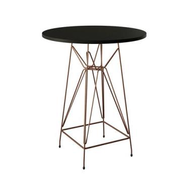 Imagem de Mesa Bistrô Alta Eames 60cm Preta Base Ferro Cobre - Up Home, PRETO