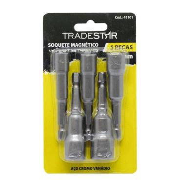 Imagem de Jogo Soquete Magnetico - 1/4, 5/16, 3/8, 7/16, 1/2 Com 5 Pç - Tradesta