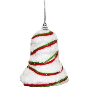 Imagem de Enfeite de Natal Sino Vermelha/Branco Topo de Arvore 10cm - Zona Livre