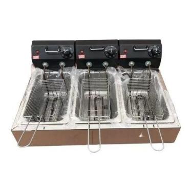 Imagem de Fritadeira Elétrica Profissional 3 Cubas Aço Inox 9 Litros - GG Inox, 