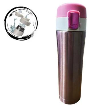 Imagem de Garrafa Termica em Aço Inox Squeeze Academia 500ml - Tesla Store, Rosa