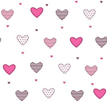 Imagem de Papel de Parede Infantil Corações Off White/Roxo Fofura Baby FF4058 - 