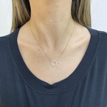 Imagem de Colar Choker Cordao Círculo Com Pedras Folheada A Ouro 18k - Papillon 