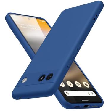 Imagem de JUNAUTTB Capa de silicone líquido para Google Pixel 6a, capa protetora de TPU macio, para Google Pixel 6A, capa protetora à prova de choque, proteção total, ajuste fino, durável, 15,5 cm, azul