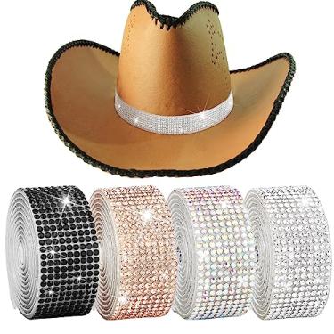 Imagem de Yuxung 4 pulseiras femininas de chapéu de cowboy com strass para cinto de faroeste, acessórios substituíveis para boné Panamá, Multicolorido., tamanho �nico