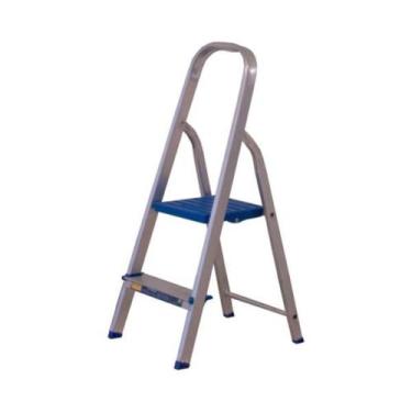 Imagem de Escada Escadinha 2 Degraus Alumínio Domestica Dobrável Alumasa