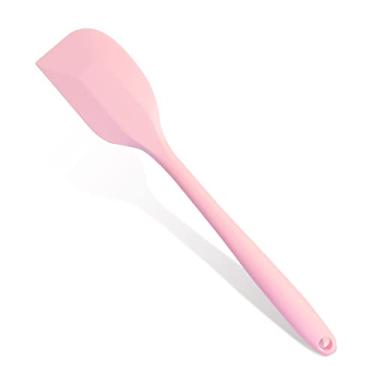 Imagem de Espátula de borracha rosa para uso na cozinha, espátulas de silicone de 27 cm para cozinhar, resistente ao calor, espátula de cozinha pequena flexível para cozinha, panelas antiaderentes, sem costura