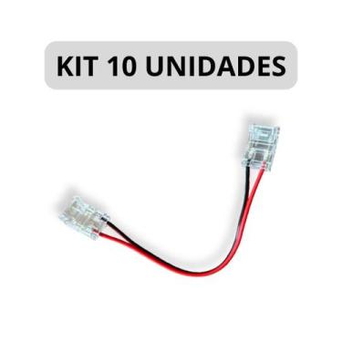 Imagem de KIT 10 Conector Emenda FIta LED 10mm Rabicho Duplo 12V 24V 110V 220V -