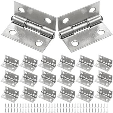 Imagem de Piutouyar Pacote com 20 dobradiças de 2,5 cm, mini dobradiças de aço inoxidável 304, pequenas dobradiças de armário, dobradiças dobráveis para artesanato com parafusos de montagem para gavetas