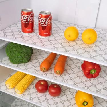 Imagem de Shinlendid Forros de geladeira antiderrapantes 43 cm x 3 m, prateleiras de geladeira absorventes e forros de gaveta para prateleiras, mantêm frutas e legumes frescos, tapetes de geladeira laváveis de