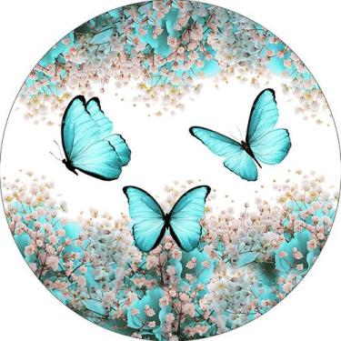Imagem de Painel De Festa Redondo 1,50x1,50 - Borboleta Floral 040 - Via Cores
