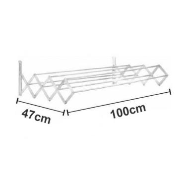 Imagem de Varal Sanfonado 100cm Em Alumínio De Parede Retrátil Alumab