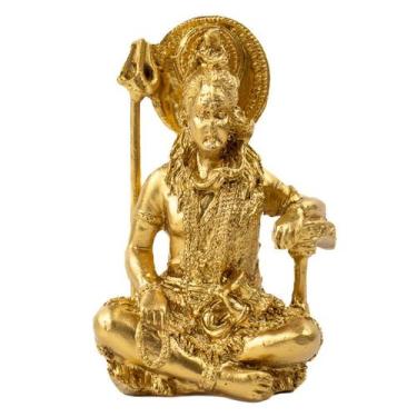 Imagem de Escultura Shiva Meditando Dourado 12 cm em Resina - Lua Mística - 100%