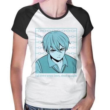 Imagem de Baby Look Raglan Fall Down Seven Times, Stand Up Eight - Foca na Moda,