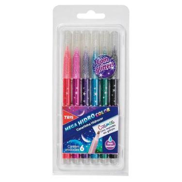 Imagem de Caneta Hidrocor Tris Mega Hidro Color Cosmos Glitter 6 Cores